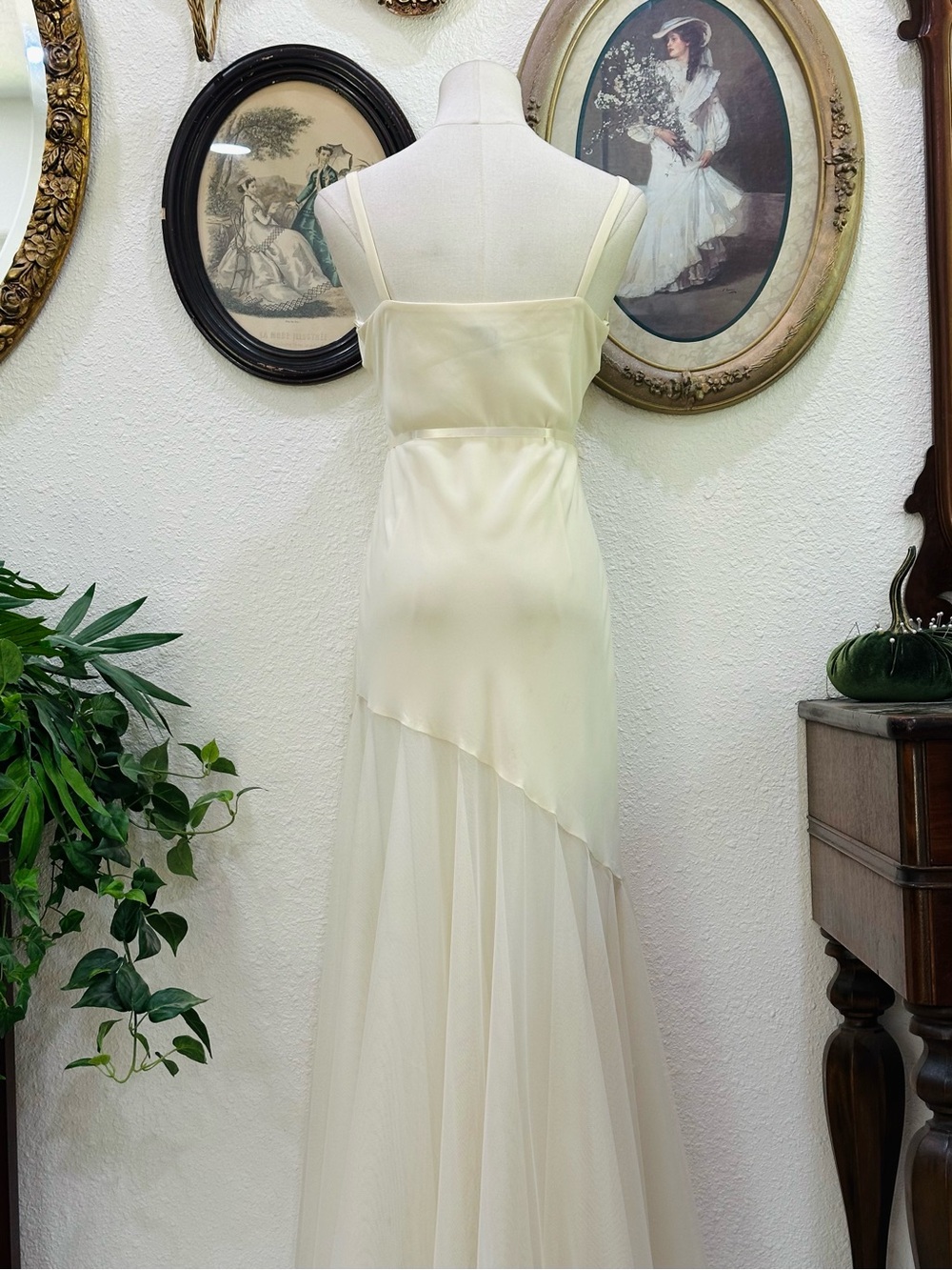 R&M Richards Ivory Two-Piece Chiffon Wedding Dress with Beaded Jacket - Picture 10 of 14